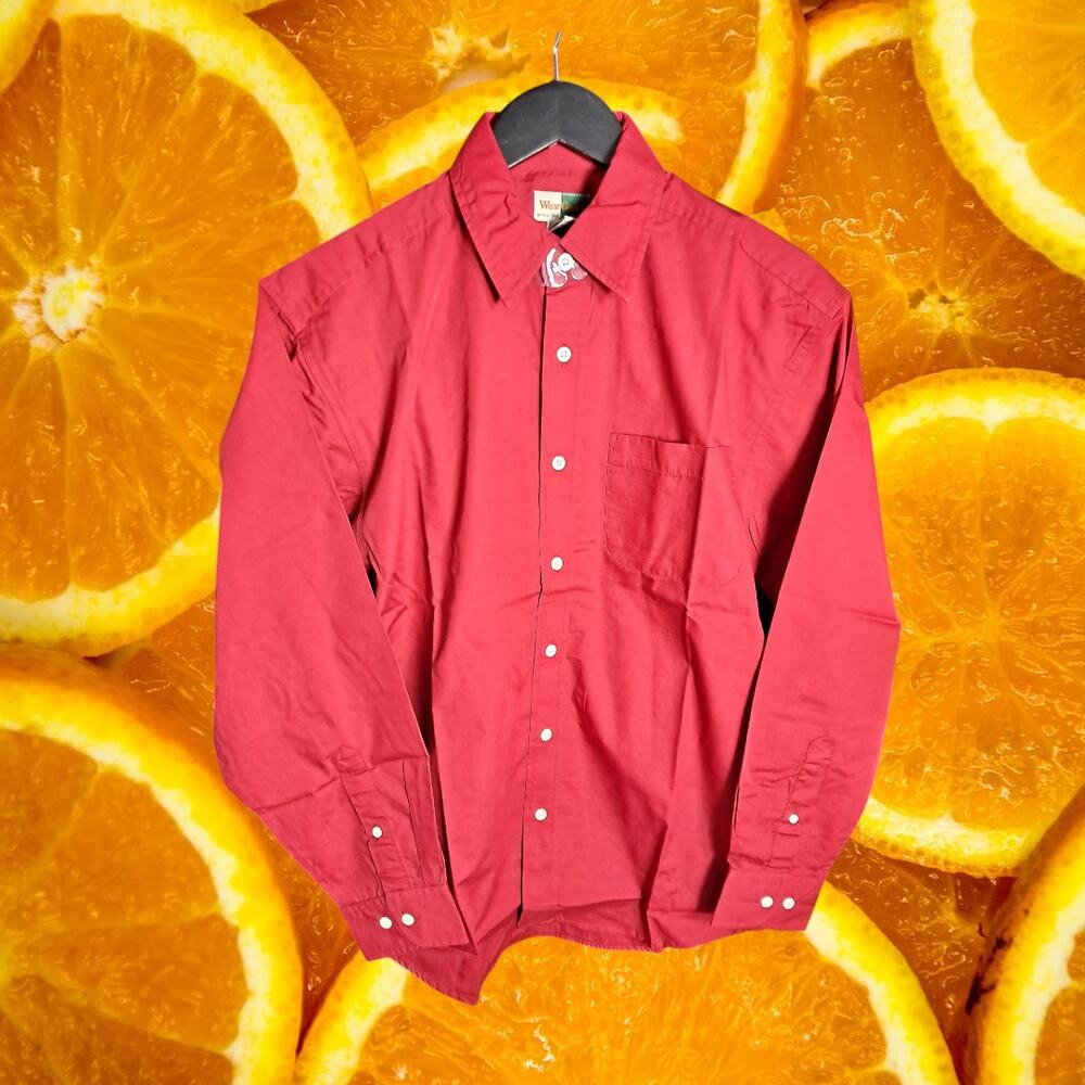 Wear Guard Men's Red Long Sleeve Casual‎ Button Down Shirt Size S